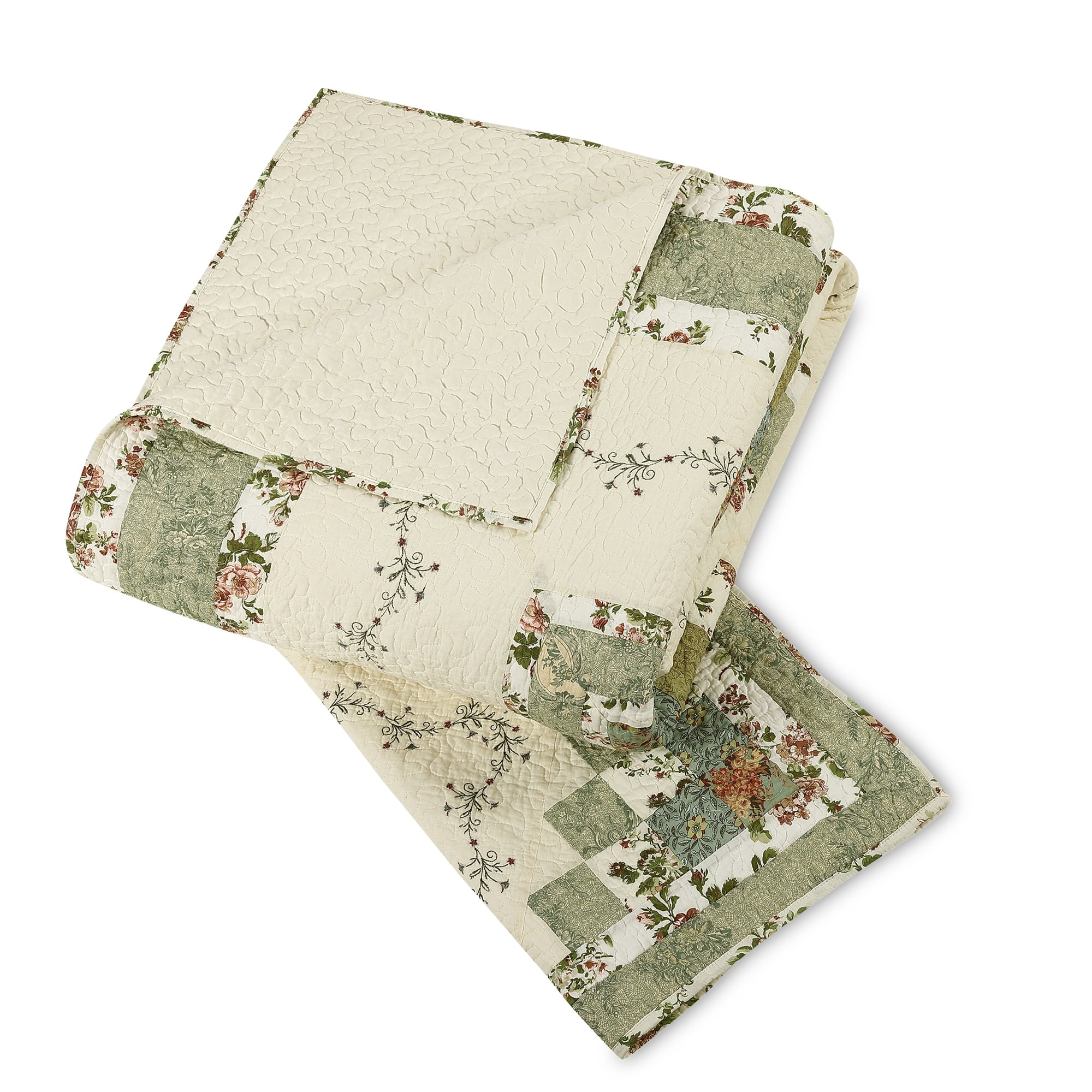 Modern Heirloom Olivia Green 3-Piece Quilt Set, Full/Queen