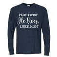 thumbnail image 2 of Wild Bobby Plot Twist He Lives Luke 24:23 Inspirational/Christian Men Long Sleeve Shirt, Vintage Heather Navy, Large, 2 of 5