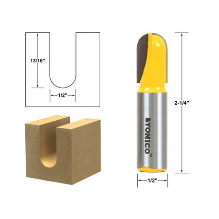 

Yonico Core Box / Round Nose Router Bit - 1/2 W X 13/16 H - 1/2 Shank - 14163