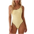thumbnail image 2 of Mifsaly Womens One Shoulder One Piece Swimsuit Tummy Control Scalloped Trim Starfish Detail Monokini Textured Bathing Suit Elegant Slim Fit Beach Pool Party Swimwear XL, 2 of 5