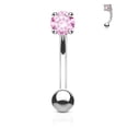 thumbnail image 4 of Eyebrow Ring Curved Barbell 14K Solid Gold with Prong Round Cubic Zirconia, 4 of 10