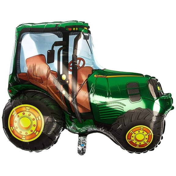 37" Green and Yellow Tractor Farm Barnyard Party Mylar Foil Balloon Air and Helium Filling