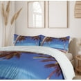 thumbnail image 6 of Ambesonne Summer Duvet Cover Sets, Ocean Palms Warm Beach, 2-King, Navy Cream Green, 6 of 7
