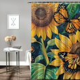 thumbnail image 2 of Patifu Sunflowers Butterfly Bathroom Decor Set with Hooks, Graphic Print Polyester Stylish Washable Shower Curtain for Bathroom, 100% Polyester Fiber, Pack of 1 36"x72, 2 of 7