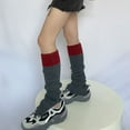 thumbnail image 3 of Kmbangi Women's Rib Knit Leg Warmers Cute Knee High Socks Boot Cuffs Two Tone Stockings with Button Decor, 3 of 3