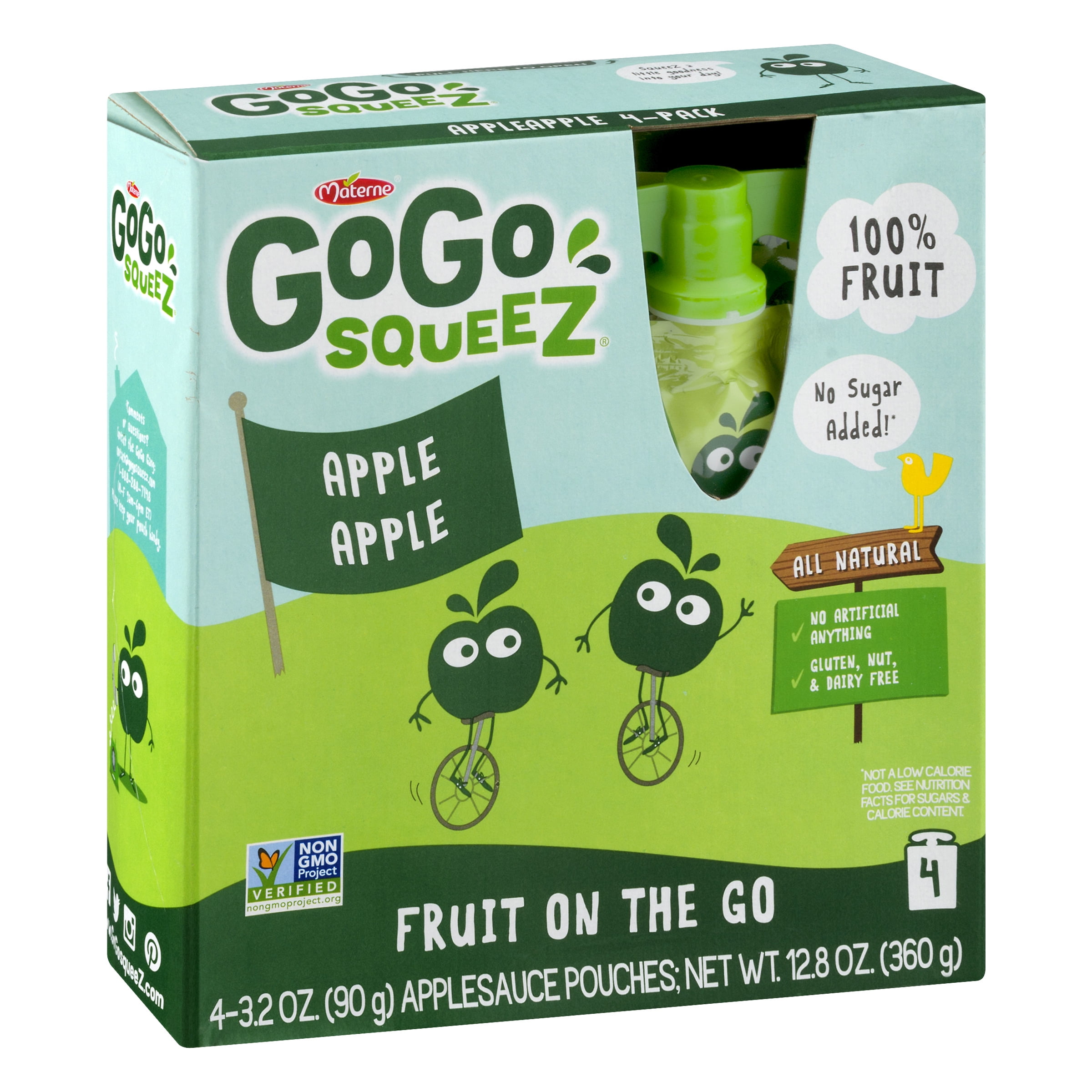 GoGo squeeZ Applesauce Apple 3.2oz 4PK