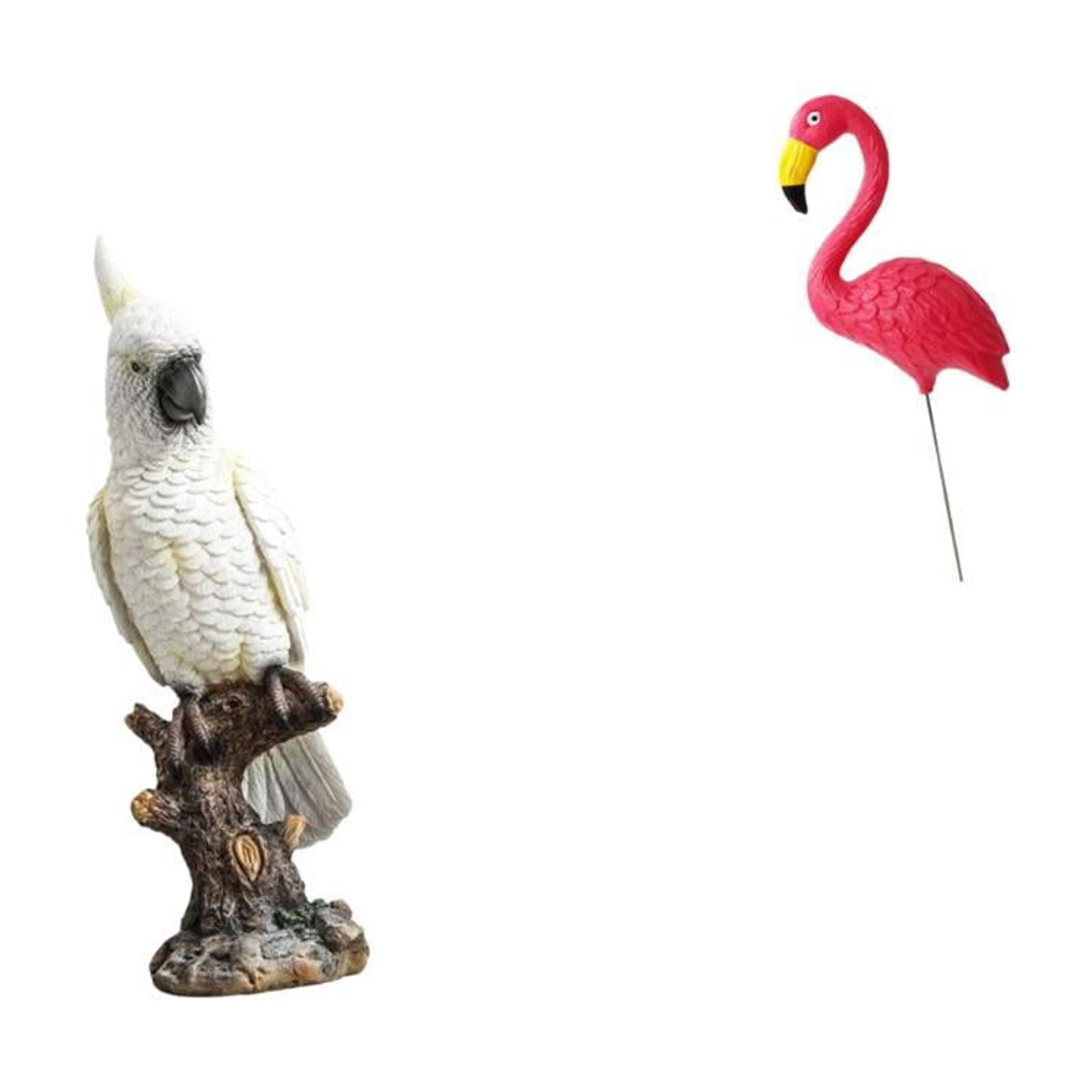 CarpNettore Parrot Bird Statue Animal Sculpture Resin Indoor Decorative Figurine Yard Art Ornament for Desk Table Centerpiece Fireplace Cabinet Backyard Fairy Garden Accessories Flamingo Garden