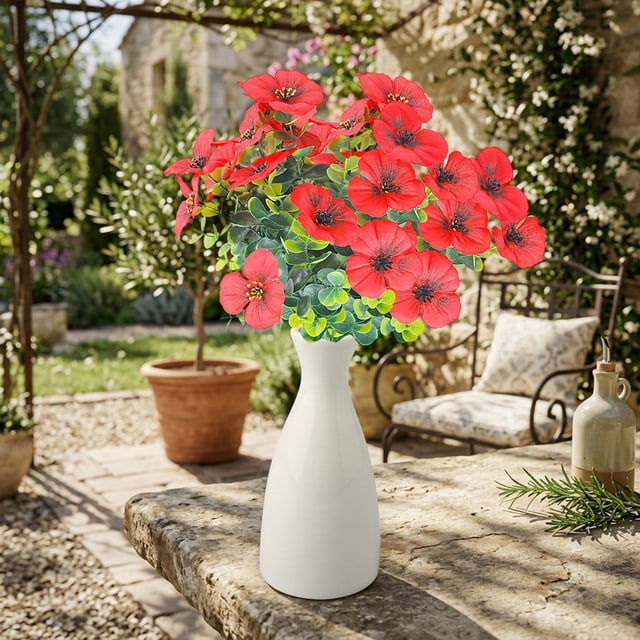 Flores de Pensamiento Artificiales con Tallos Realistas para Decoración del Hogar, Oficina, Bodas, 35x15 cm, Reutilizables, de Bajo Mantenimiento