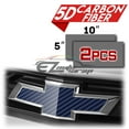 thumbnail image 2 of 2Pcs 5"x10" Chevy Emblem Bowtie 5D High Gloss Blue Carbon Fiber Vinyl Wrap Sticker Decal Film Sheet, 2 of 8