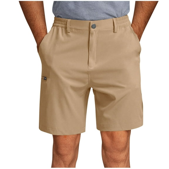 Aofany Big and Tall Cargo Shorts for Men Solid Color Multi Pocket Zipper Elastic Waist Straight Tube Outdoor Shorts Work Shorts