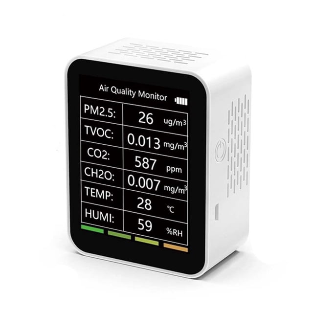 6 In 1 Air Quality Detector Tuya CO2 Tester PM2.5 TVOC CO2 CH2O Formaldehyde Monitor TFT Display CO2 Sensor Meter Analyzer ,High-Precision Sensor