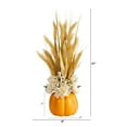thumbnail image 2 of Nearly Natural 21" Autumn Dried Wheat and Pumpkin Artificial Flower Arrangement in Decorative Pumpkin Vase, Orange, 2 of 4