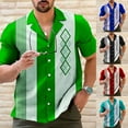 thumbnail image 3 of Mens Casual Vintage Bowling Shirt Retro Striped Short Sleeve Button Down Shirts, 3 of 12