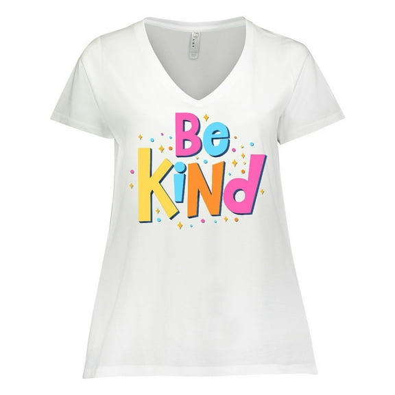 Inktastic Be Kind Inspirational Quote in Color Women's Plus Size V-Neck T-Shirt