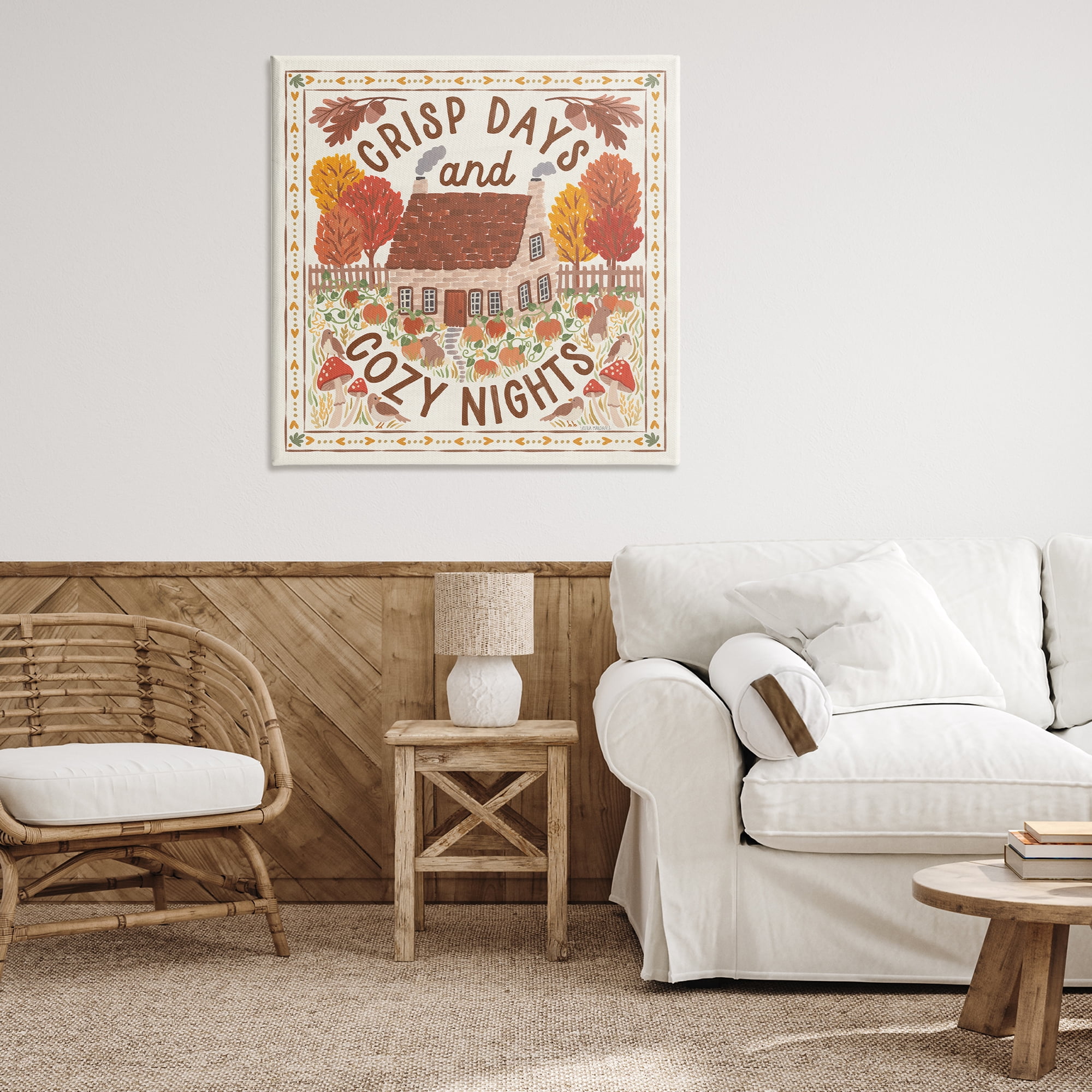 Stupell Industries Crisp Days & Cozy Nights Landscape Painting Gallery Wrapped Canvas Art Print Wall Art, 36 x 36