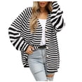 thumbnail image 1 of Women's Color Block Rib Knit V-Neck Button Down Cardigan Long Sleeve Slim Fit Casual Sweater Coat, 1 of 8