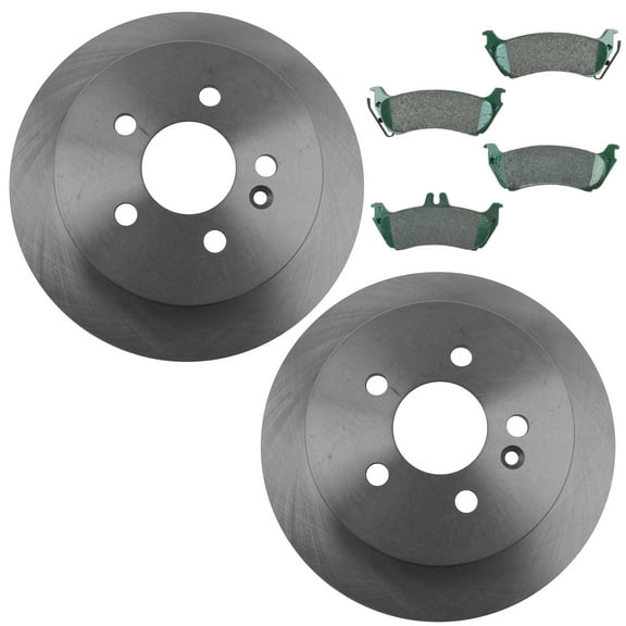 TRQ Rear Brake Pad & Rotor Kit Brake Pads Brake Rotor Ceramic Fits Select 1998-2003 Mercedes-Benz ML320 2003-2005 ML350 1999 ML430