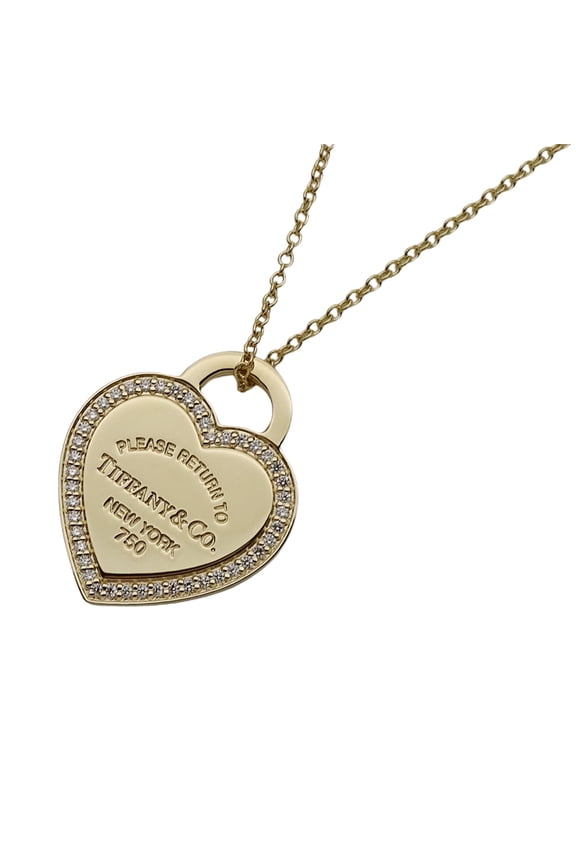 Pre-Owned Tiffany & Co. Women's Necklace, 750YG Diamond, Return to Heart Tag, Yellow Gold...