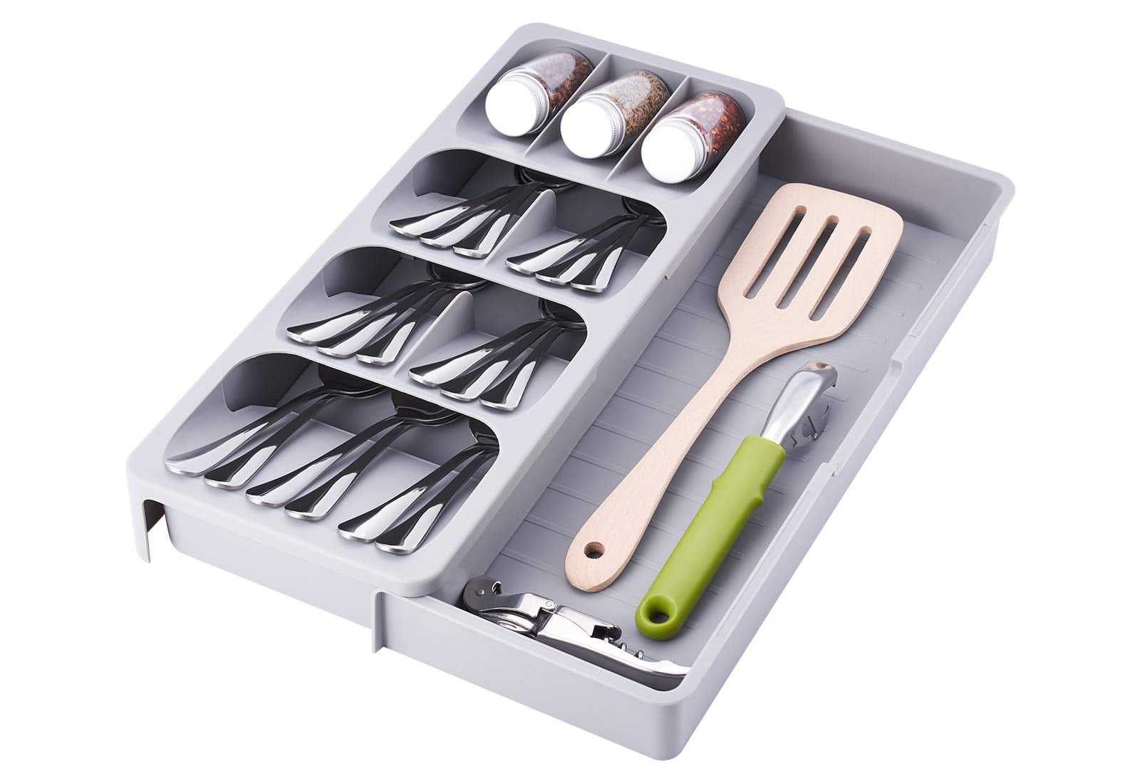 Tondah Cutlery Organizer in Drawer, Silverware Organizer Holder Tray, Expandable Cutlery Utensil Organizer