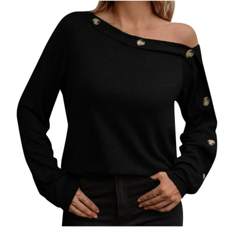 

Tops for Women Casual Fall Shirts for Women Women Summer Fashion Skew Collar Long Sleeve T-shirt Top Blouse Pullover Long Sleeve Shirts for Women Corset Tops for Women