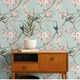 thumbnail image 2 of S4Sassy Removable Nature-Inspired Waterproof Wall Wrap, Textured Finish Wallcover, Flower & Birds Contact Paper For Walls, Cabinets, Dresser, Self Adhesive Vinyl Wallpaper Roll - Blue (25"X120"), 2 of 9