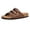 Brown Oily, variant on Lela Cork Footbed Sandal for Women - Triple Band Slide Sandal with Genuine Suede Insoles and +Comfort