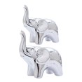 thumbnail image 2 of Figura de elefante de 2 piezas, estatua de animal, artesanía de la suerte para el porche, el escritorio y la sala de estar Plata, 2 of 9