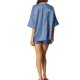 thumbnail image 3 of CONJUNTO DE PAJAMAS DE SATÉN PARA MUJERES INSPIRE CHIC, CAMISETA DE MANGAS CORTAS CON PANTALONES CORTOS, CON BOLSILLOS, TAMAÑO S, AZUL, 3 of 5