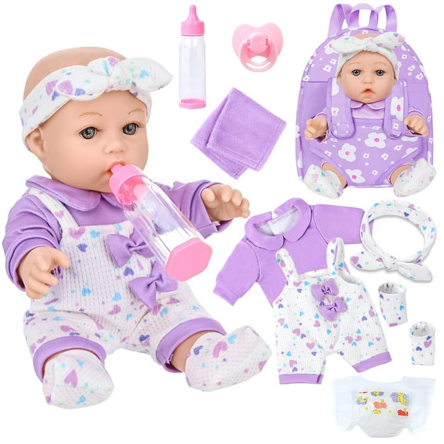 Baby Doll UZIDBTO 12 con estampado de flores, 31 cm, para niñas mayores de 3 años