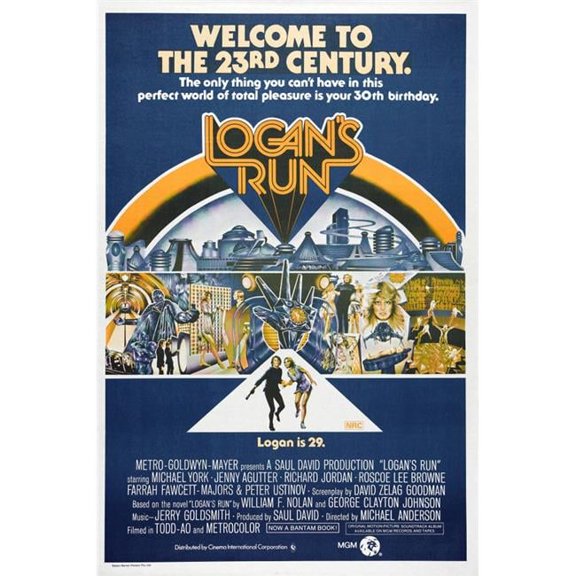 Everett Collection EVCMCDLORUEC017H Logans Run Australian Poster Bottom From Left - Michael York Jenny Agutter 1976 Movie Poster Masterprint, 11 x 17