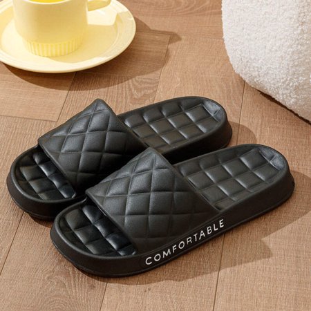

Unisex Home Slippers With Plaid Design Soft-soled Silent Indoor Floor Bathing Slippers