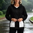 thumbnail image 6 of vdgthytj Rain Jacket Women Long Sleeve Full Zip Color Block Hooded Waterproof Fall Outdoor Outerwear with Pockets(X-Large,White), 6 of 7