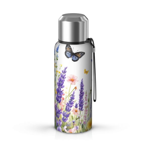 20 Oz Butterfly and Flower Coffee Tumbler Double Wall Insulated Stainless Steel Water Bottle | Metal Reusable Thermoses Flask with Cup Cap | Leak & Sweat Proof with Anti-Dust Lid