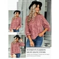 thumbnail image 6 of STARVNC Women Floral Print Crew Neck Half Sleeve Layered Keyhole Button Blouse, 6 of 7