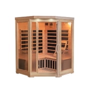 Bluewave Sonoma 3-Person Hemlock Infrared Corner Sauna with 7 Carbon Heaters
