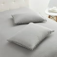 thumbnail image 5 of DBOZE Boho Pom Pom Ball Fringe Twin Quilt Sets, 3 Pieces Gray Lightweight Down Alternative Bedding Quilt Sets for all seasons, 5 of 5