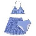 thumbnail image 1 of Hiiyo Little Girls Floral Swimsuit Halter Bikini Set with Cover Up Skirt 3Pcs Bathing Suit, 1 of 5