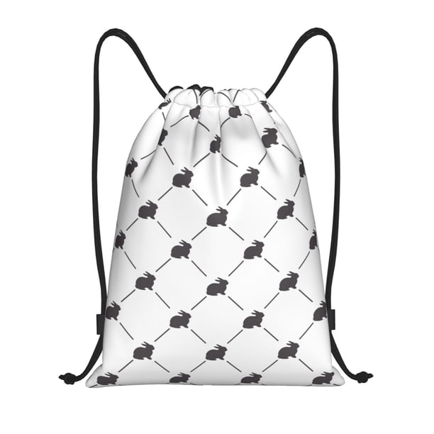 Fotbe Black Rabbit Bolsa Mochila con Cordón Estampada, Bolsa de Gimnasio Deportiva, Bolsa Cinch, Bolsa con Cordón para Hombres y Mujeres-Medium