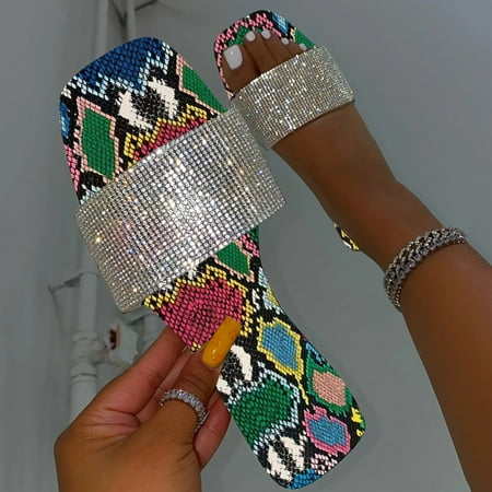 

ãYilirongyummã Multicolor 38 Slippers For Women Summer Shoes Slip Printing Serpentine Womens Slippers Casual Flat On Women s Slipper