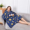 thumbnail image 5 of Oversized Wearable Blanket Hoodie,Blue Gold Sun Moon Star Zodiac Pattern Sherpa Blanket Hoodie with Super Pockets,Super Warm Fuzzy Pullover for Women & Men, 5 of 6