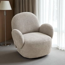 Hassch Comfy Upholstered Swivel Lounge Chair, Modern Accent Armchair with Fabric Seat, Foam Cushion and Metal Frame for Living Room & Bedroom (Gray)