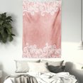 thumbnail image 4 of Peach Tapestry, Lace Design on Soft Colored Background Ornamental Pattern Wedding Inspired Image, Wall Hanging for Bedroom Living Room Dorm Decor, 40W X 60L Inches, Coral White, by Ambesonne, 4 of 5