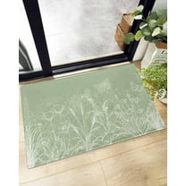 Shag Bath Rugs Butterfly Country Floral Sage Green Plush Soft Fluffy Doormat Floor Carpet,Non-Slip Living Room Bedroom Kitchen Entryway Door Mats White Gradient Plant Texture