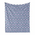 thumbnail image 1 of Mosaic Soft Flannel Fleece Blanket, Classic Moroccan Portuguese Style Hexagons Geometric Repetition, Cozy Plush for Indoor and Outdoor Use, 70" x 90", Indigo Dark Seafoam and White, by Ambesonne, 1 of 5