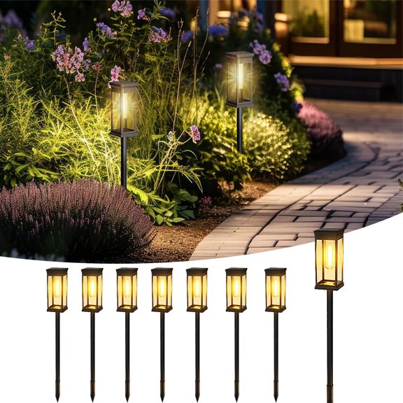 Solar Pathway Lights Outdoor, 8 Pack Solar Lights Outdoor Waterproof with Auto On/Off, Bright Solar Garden Lights for Yard Walkway Patio Driveway Landscape Decor