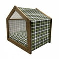 thumbnail image 2 of Abstract Pet House, Square Shaped Horizontal and Vertical Lines Geometric Style Art Print, Outdoor & Indoor Portable Dog Kennel with Pillow and Cover, 5 Sizes, Black Grey Lime Green, by Ambesonne, 2 of 5