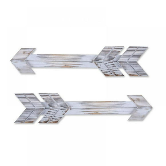 Arrow Decor, Set of 2 Arrows, Rustic Wood Arrow Sign Wall Decor - Decorative Farmhouse Home Wall Hanging Decor(White)