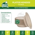thumbnail image 2 of 125 Platos Desechables Hondos Compostables, Ecológicos de 473 ml / 16 oz Color Café Berry Green PLH16N, 2 of 5
