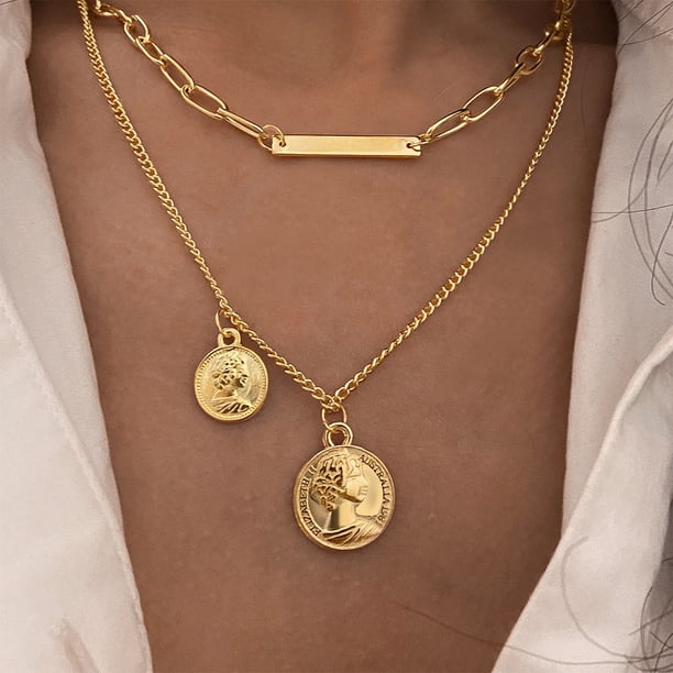 Fiudx Collar de Doble Moneda, Alegría de Personalización de Diseño Único, Accesorio de Elegante y Versátil, Material de Calidad y Durabilidad, Ideal de Moda Diario, Complemento Ideal de Atuendos Feme