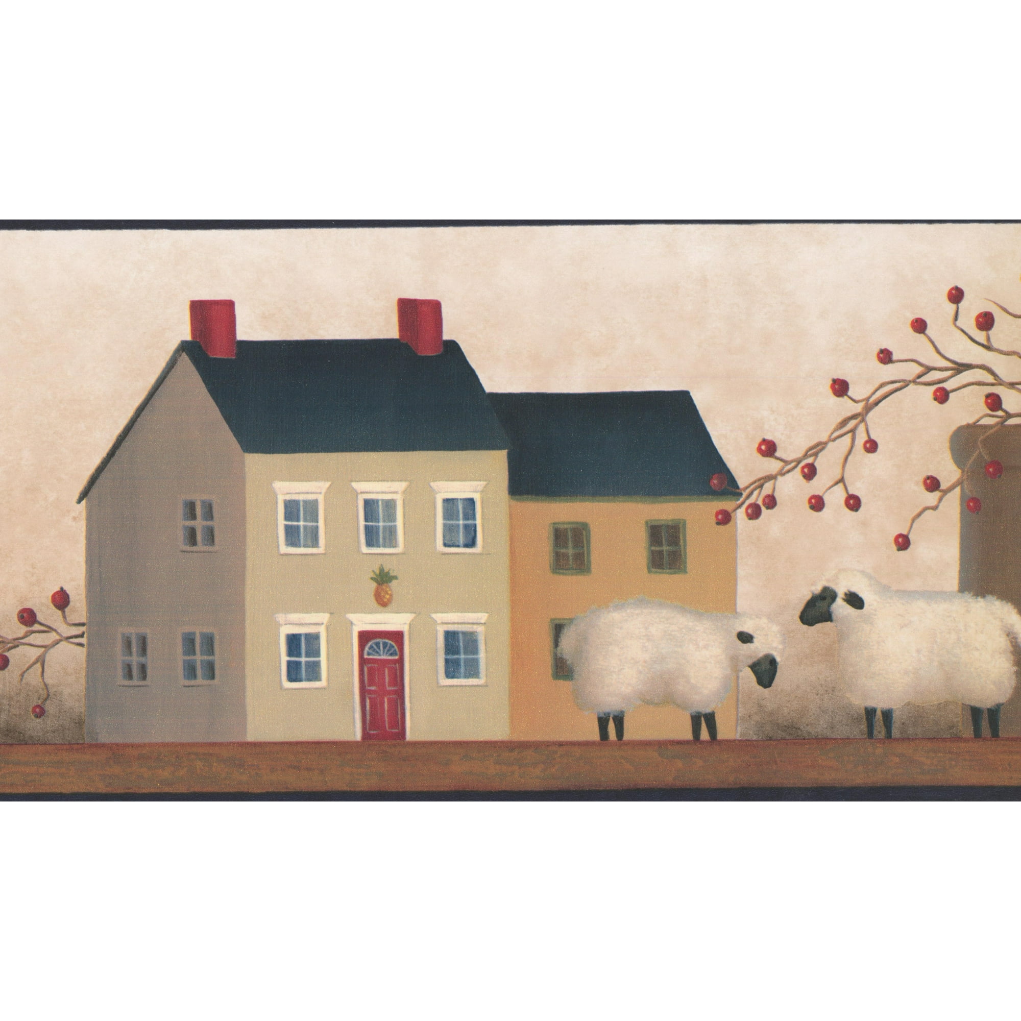Vintage Village House Fasades Sheep Beige Brown Wallpaper Border Retro  Design, Roll 15' x 7'' | Walmart Canada